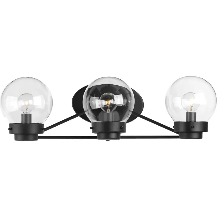 Spatial Collection Three-Light Clear Glass Bath Vanity Light