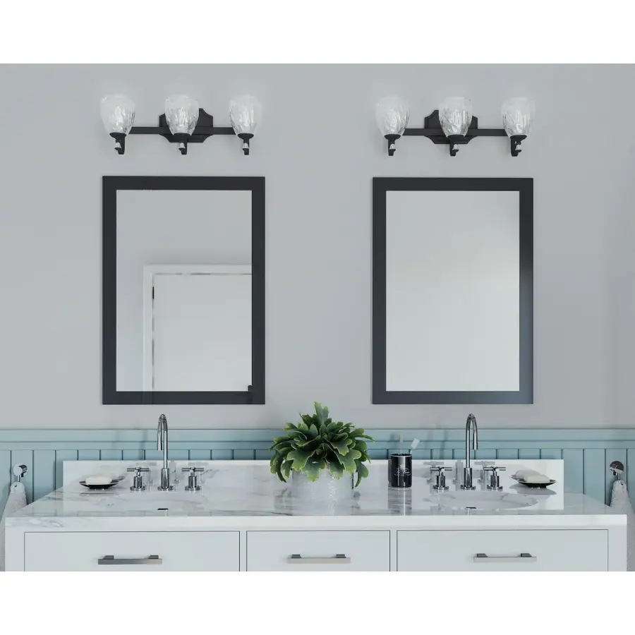 Anjoux Three-Light Clear Water Glass Bath Vanity Light - Image 3