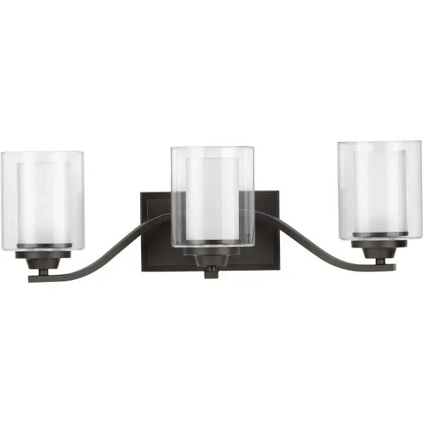 The Kene vanity light combines timeless Craftsman design with clear glass shades and brushed nickel finish. Three lights provide excellent illumination for bathroom tasks while the clean lines work in both traditional and transitional spaces.