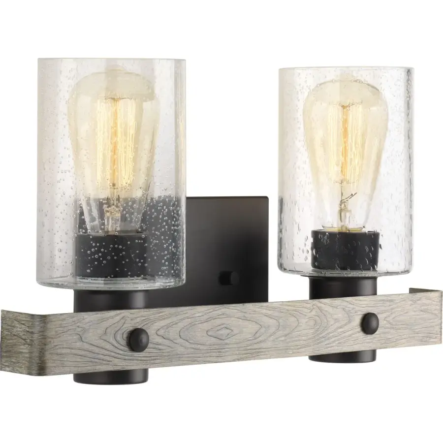 Gulliver Two-Light Clear Seeded Glass Bath Vanity Light - Image 1