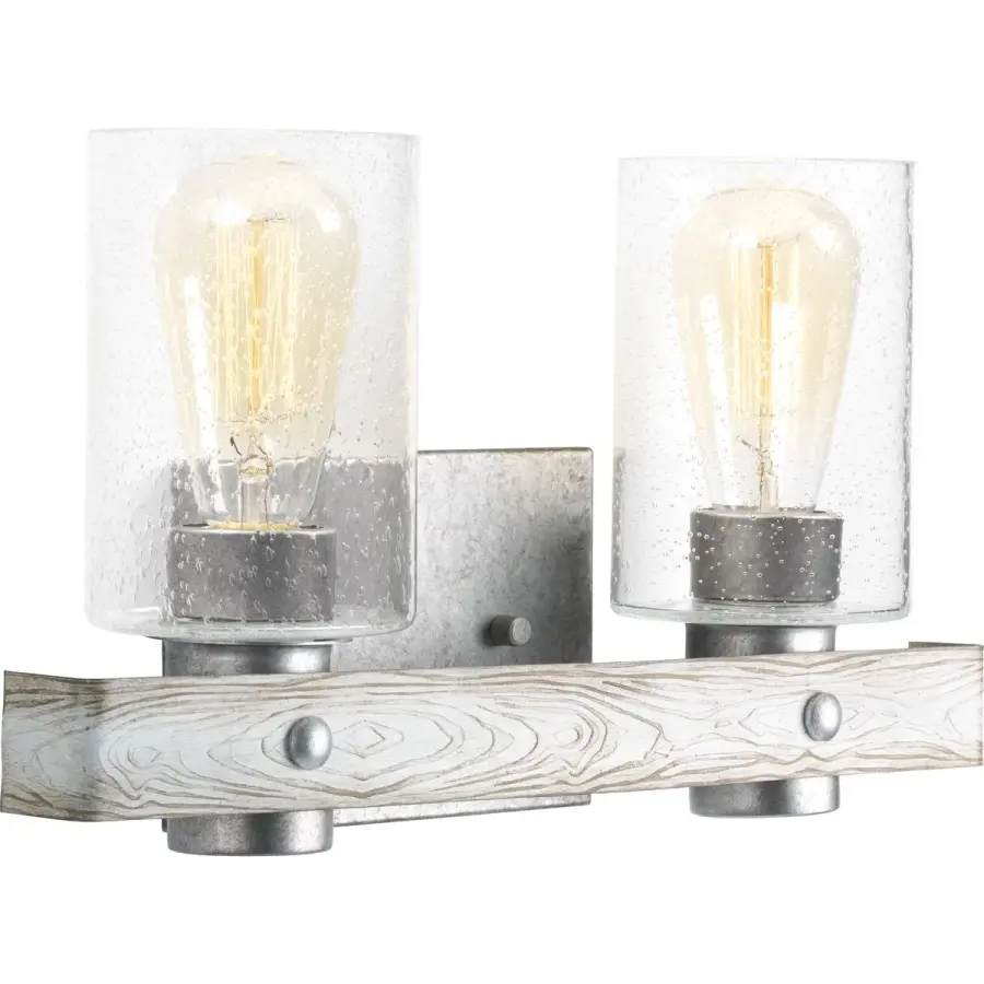 Gulliver Two-Light Clear Seeded Glass Bath Vanity Light - Image 2