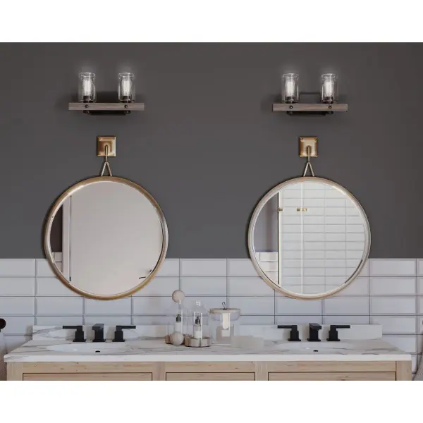 Gulliver Two-Light Clear Seeded Glass Bath Vanity Light - Image 3