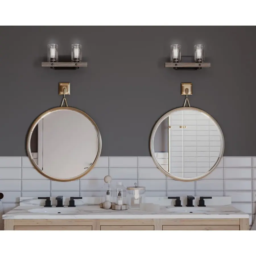 Gulliver Two-Light Clear Seeded Glass Bath Vanity Light - Image 3