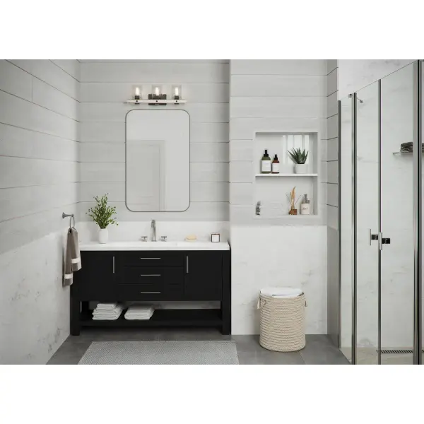 Gulliver Three-Light Clear Seeded Glass Bath Vanity Light - Image 3