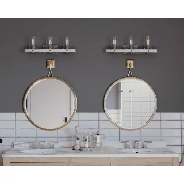 Gulliver Three-Light Clear Seeded Glass Bath Vanity Light - Image 4