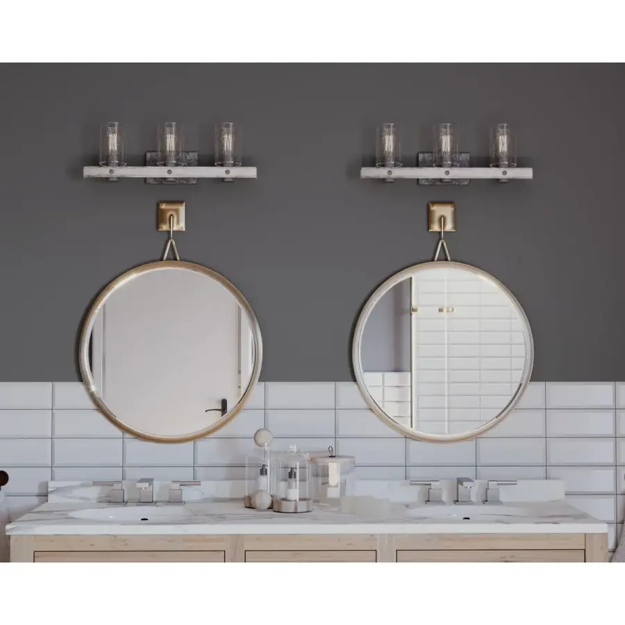 Gulliver Three-Light Clear Seeded Glass Bath Vanity Light - Image 4