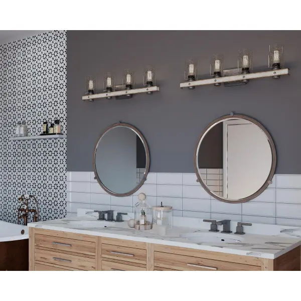 Gulliver Four-Light Clear Seeded Glass Bath Vanity Light - Image 3
