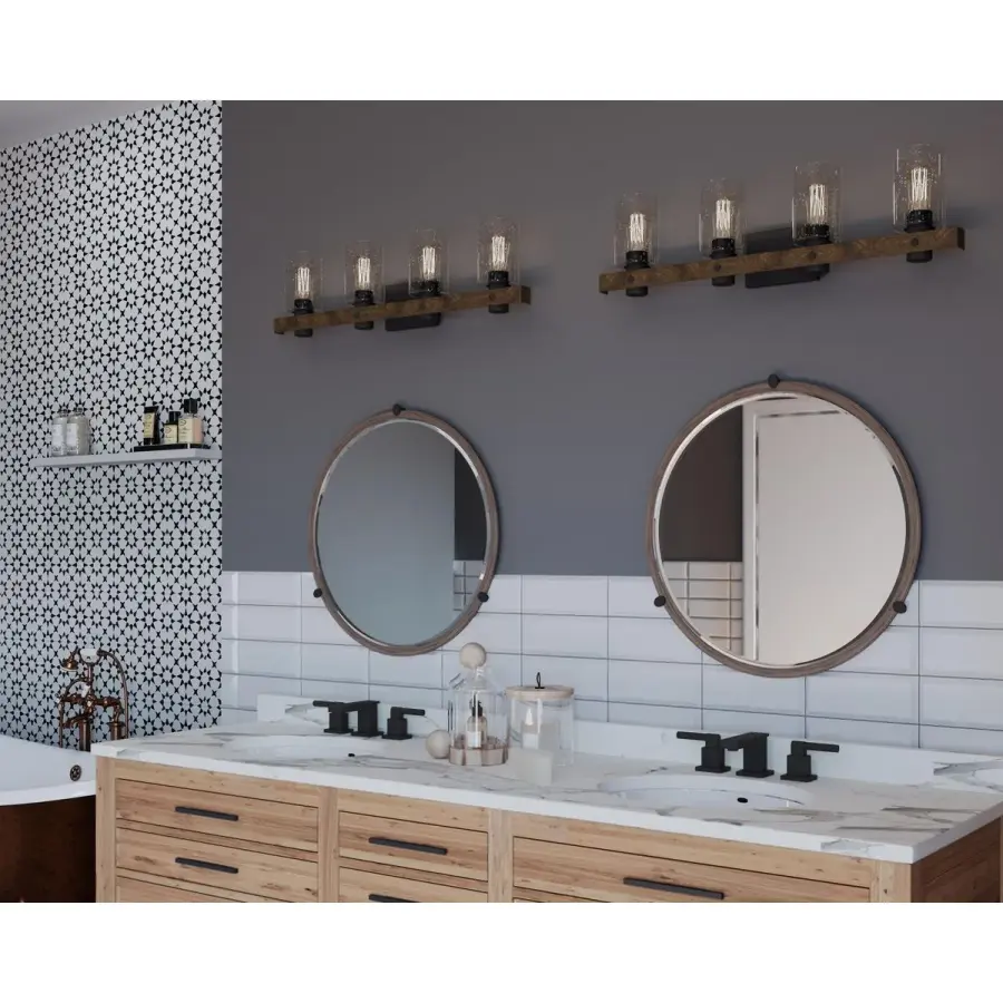 Gulliver Four-Light Clear Seeded Glass Bath Vanity Light - Image 4
