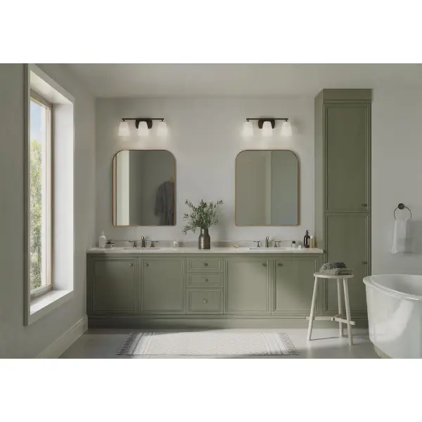 Leap Collection Three-Light Etched Glass Bath Vanity Light - Image 3