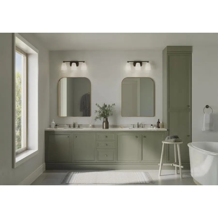 Leap Collection Three-Light Etched Glass Bath Vanity Light - Image 3