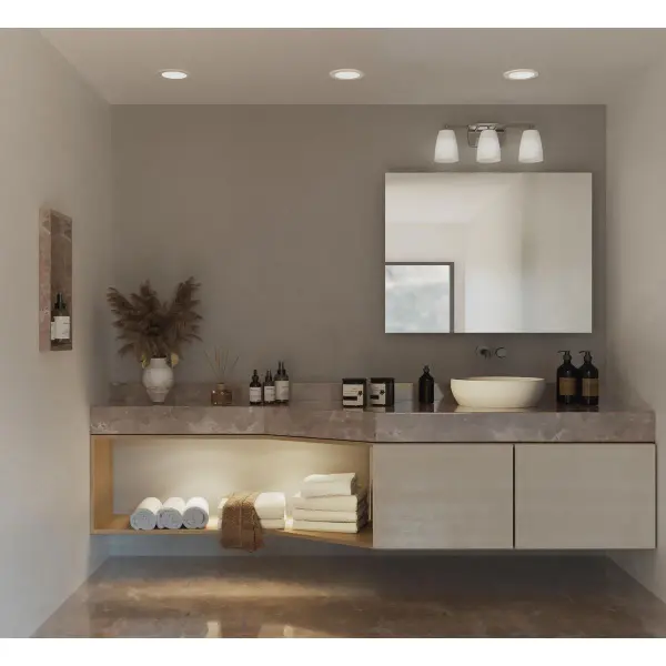 Leap Collection Three-Light Etched Glass Bath Vanity Light - Image 4
