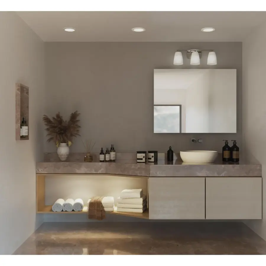 Leap Collection Three-Light Etched Glass Bath Vanity Light - Image 4