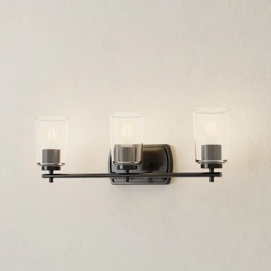 Adley Collection Three-Light Clear Glass Bath Vanity Light - Image 2