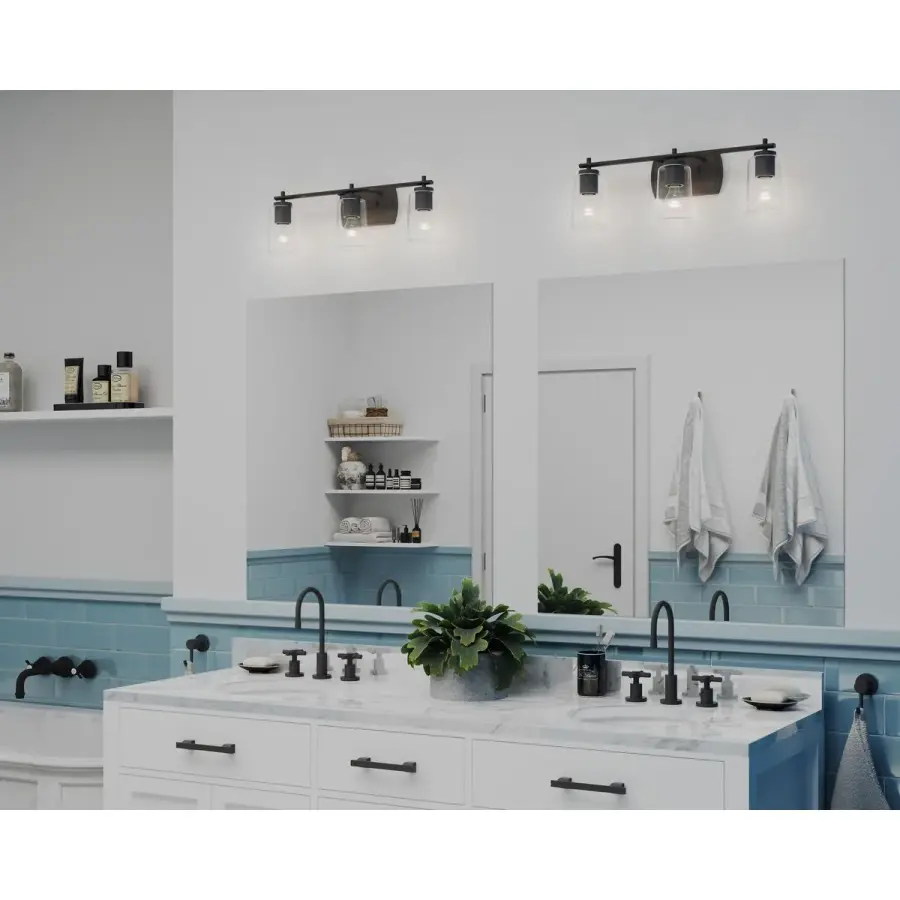 Adley Collection Three-Light Clear Glass Bath Vanity Light - Image 7