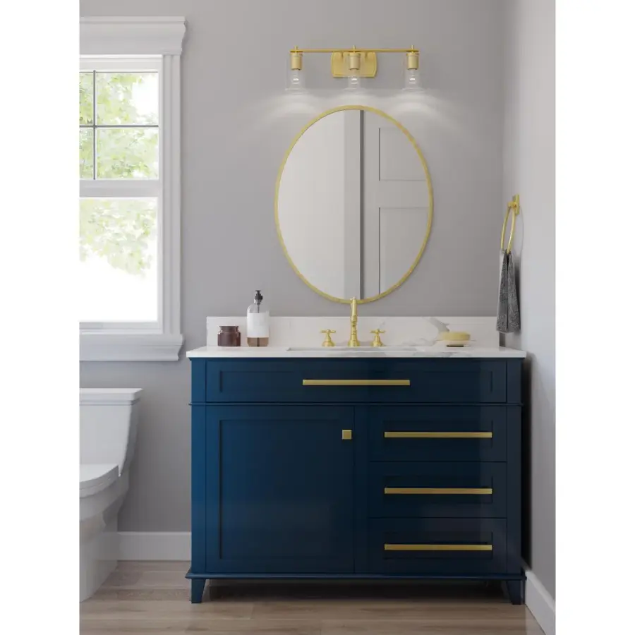 Adley Collection Three-Light Clear Glass Bath Vanity Light - Image 8