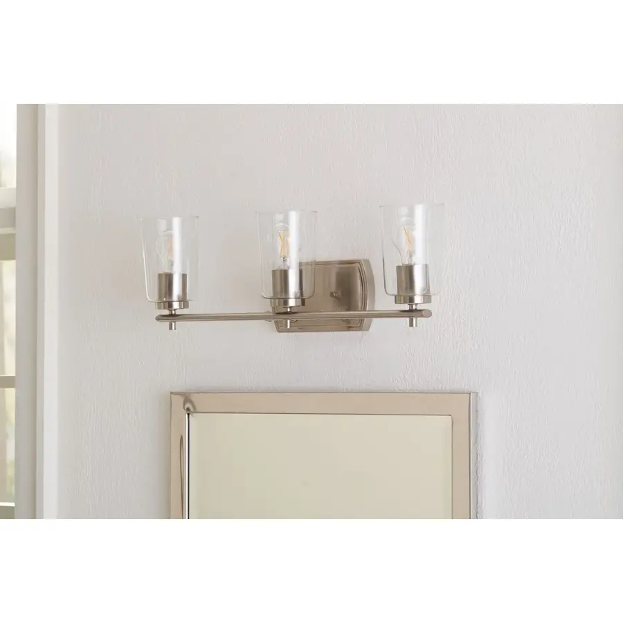 Adley Collection Three-Light Clear Glass Bath Vanity Light - Image 9