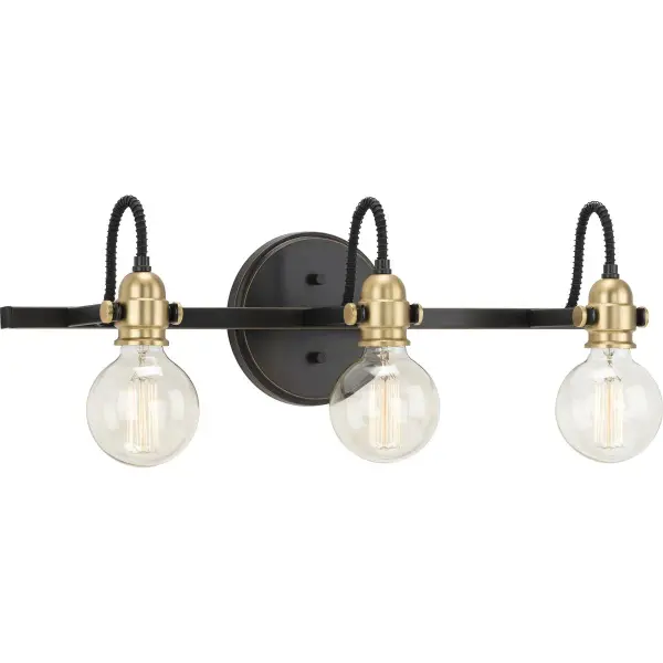 The Axle Collection brings urban industrial style to bathroom lighting with three exposed bulbs and brushed nickel finish. Perfect for modern farmhouse or contemporary bathrooms seeking character and ample illumination. - alternate view