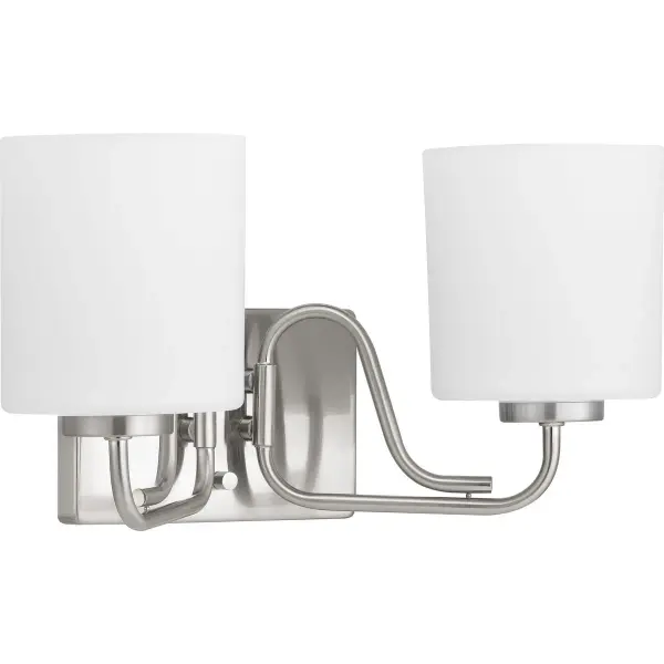 The Tobin Collection offers a sleek, modern vanity solution with brushed nickel finish. Perfect for contemporary bathrooms, this two-light fixture provides balanced illumination with JA8 compliance for energy efficiency.