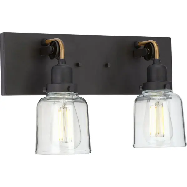 Rushton Two-Light Clear Glass Bath Vanity Light - Image 1