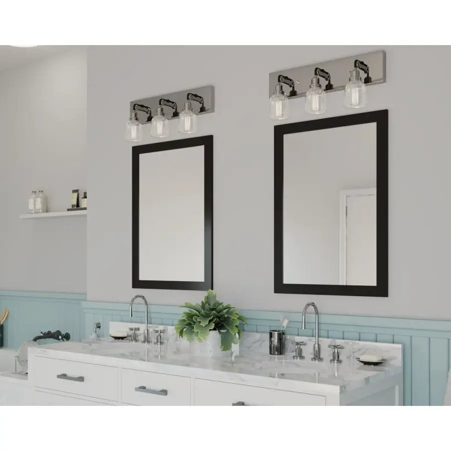 Rushton Three-Light Clear Glass Bath Vanity Light - Image 3