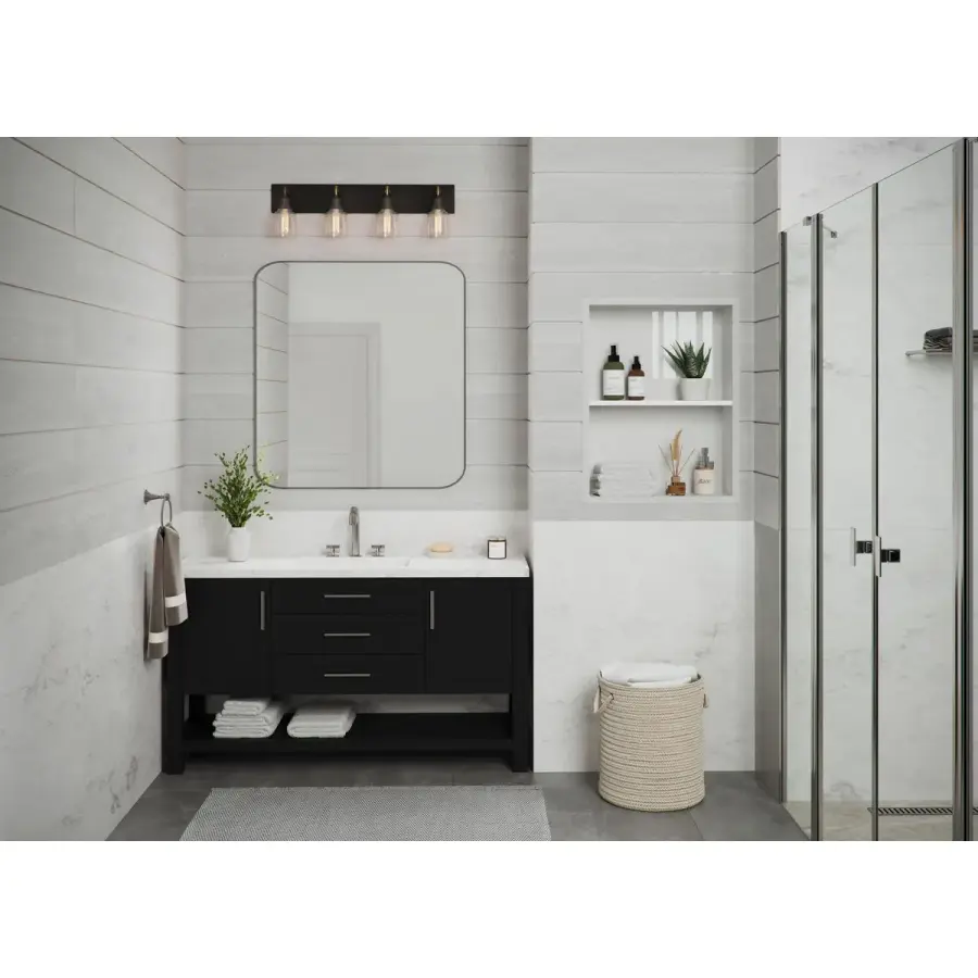 Rushton Four-Light Clear Glass Bath Vanity Light - Image 3