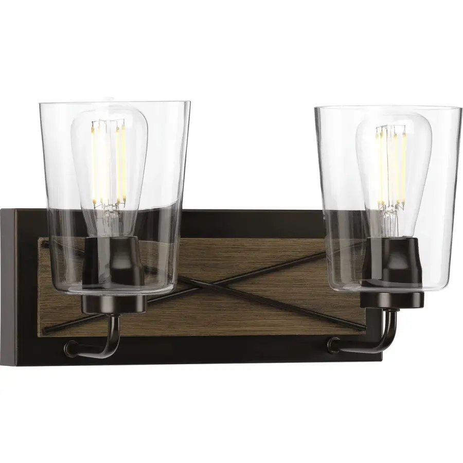 Briarwood Two-Light Clear Glass Bath Vanity Light - Image 1