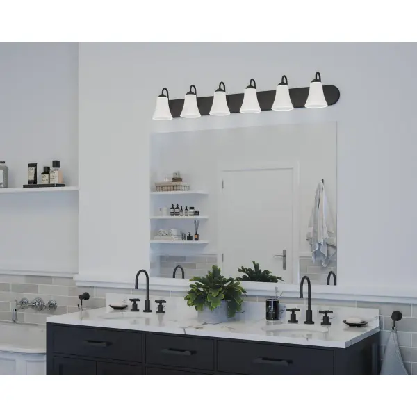 Classic Collection Six-Light Etched Glass Bath Vanity Light - Image 3