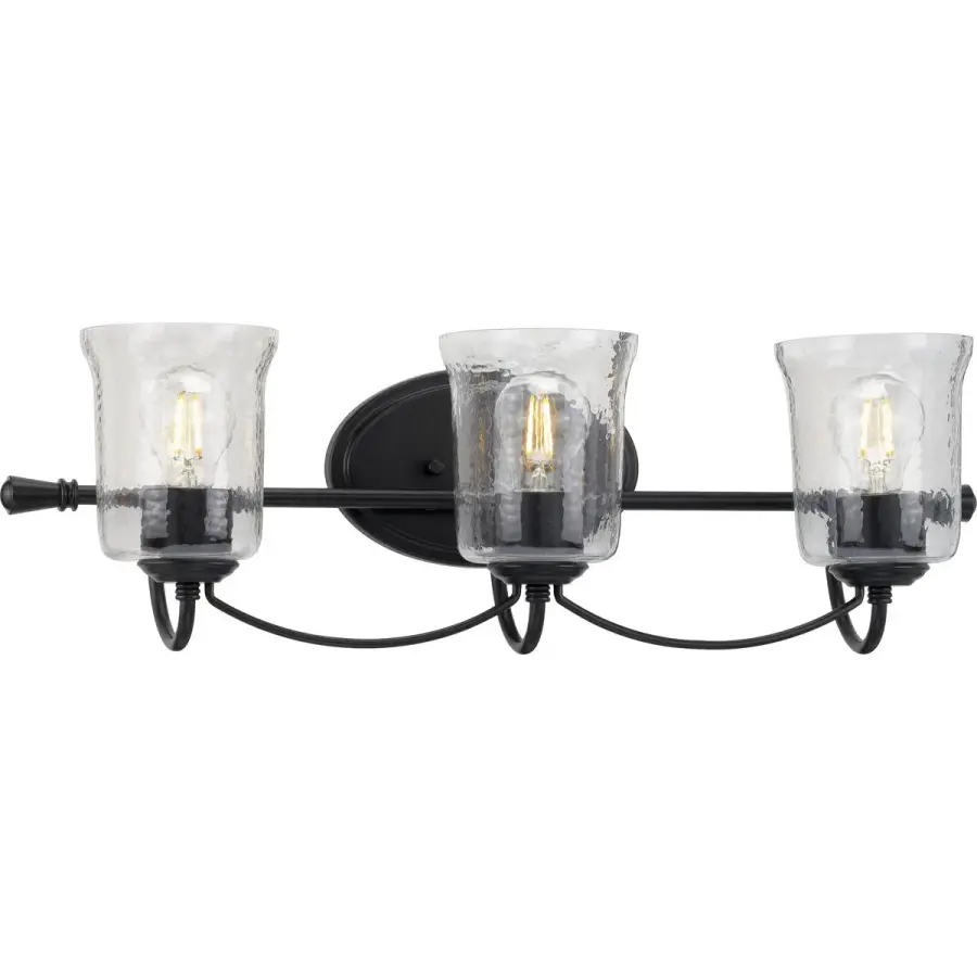 Bowman Three-Light Clear Chiseled Glass Bath Vanity Light - Image 2