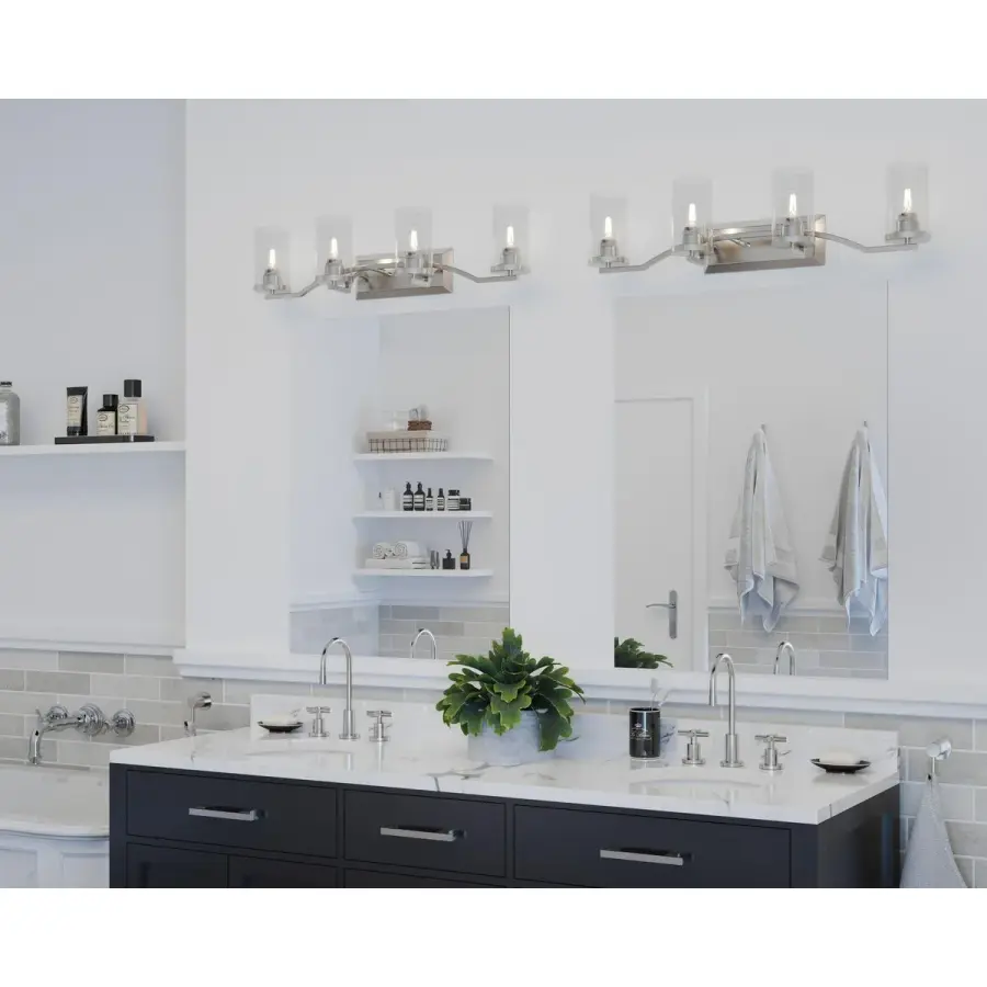 Lassiter Four-Light Clear Glass Bath Vanity Light - Image 3