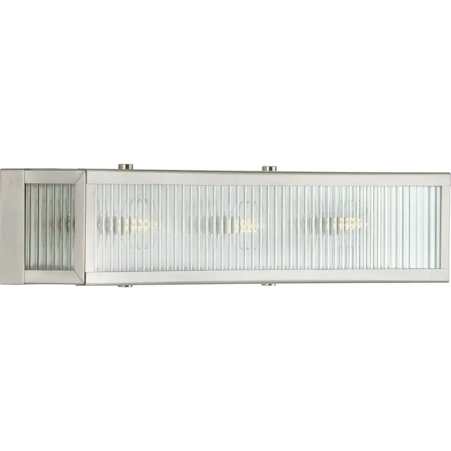 Dwyer Three-Light Clear Ribbed Glass Bath Vanity Light