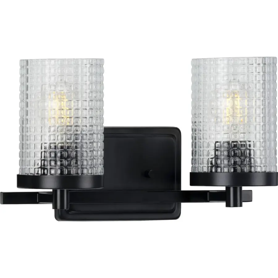 Fawcett Two-Light Clear Patterned Glass Bath Vanity Light