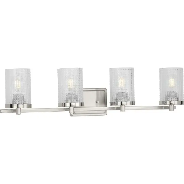 Fawcett Four-Light Clear Patterned Glass Bath Vanity Light - Image 1