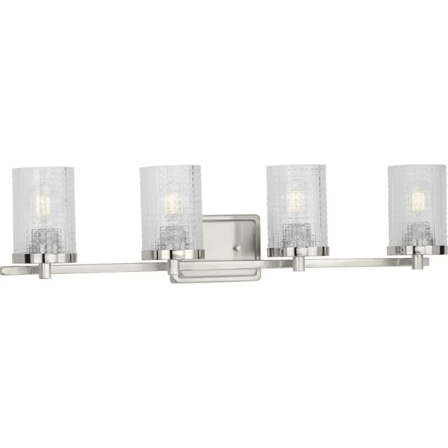 Fawcett Four-Light Clear Patterned Glass Bath Vanity Light - Image 1