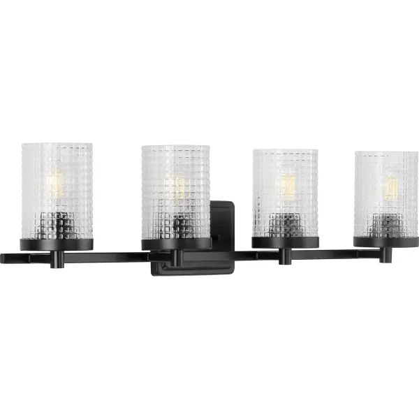 Fawcett Four-Light Clear Patterned Glass Bath Vanity Light - Image 2