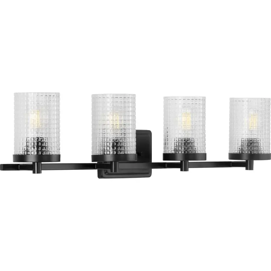 Fawcett Four-Light Clear Patterned Glass Bath Vanity Light - Image 2