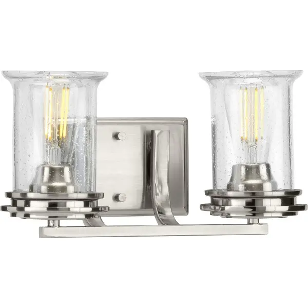 Winslett Two-Light Clear Seeded Glass Bath Vanity Light - Image 1