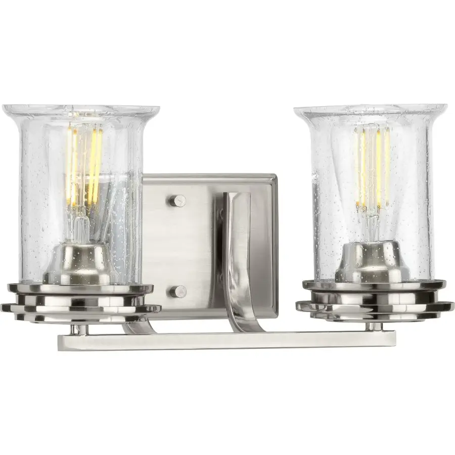 Winslett Two-Light Clear Seeded Glass Bath Vanity Light - Image 1
