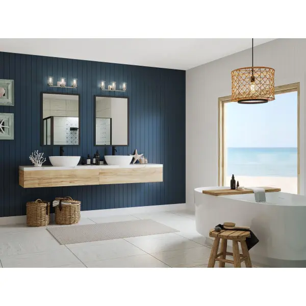 Winslett Three-Light Clear Seeded Glass Bath Vanity Light - Image 4