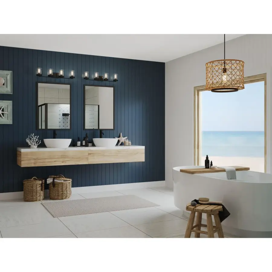 Winslett Four-Light Clear Seeded Glass Bath Vanity Light - Image 3