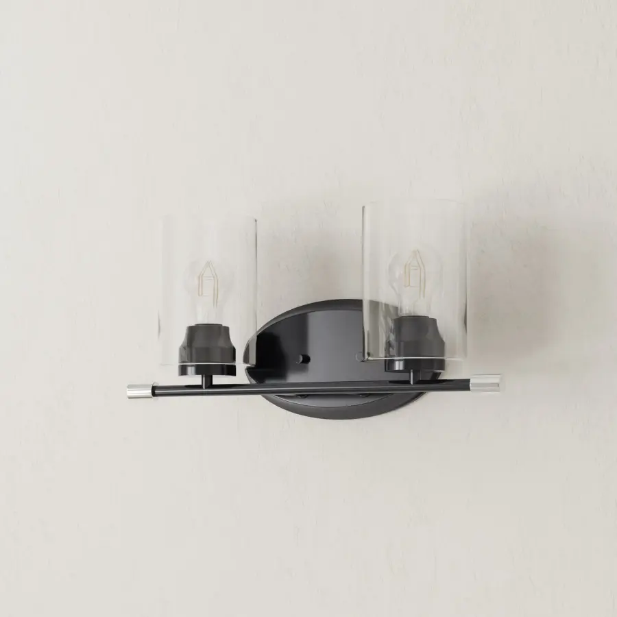 Riley Two-Light Clear Glass Bath Vanity Light - Image 1