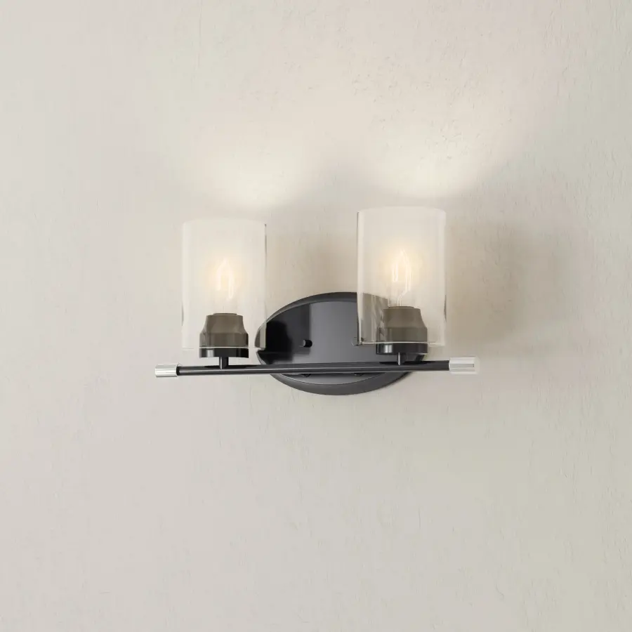 Riley Two-Light Clear Glass Bath Vanity Light - Image 2