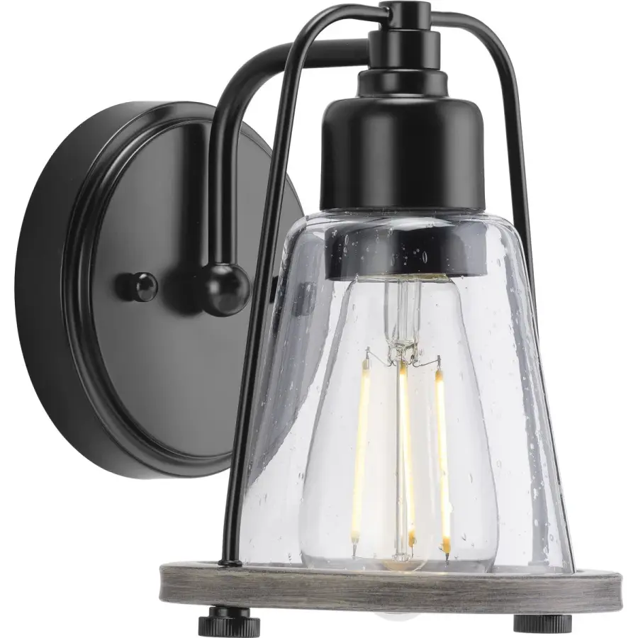 Conway One-Light Clear Seeded Glass Bath Vanity Light - Image 1