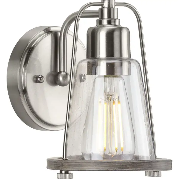 Conway One-Light Clear Seeded Glass Bath Vanity Light - Image 2