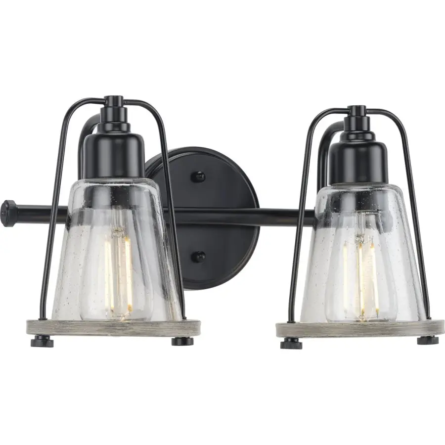 Conway Two-Light Clear Seeded Glass Bath Vanity Light - Image 1