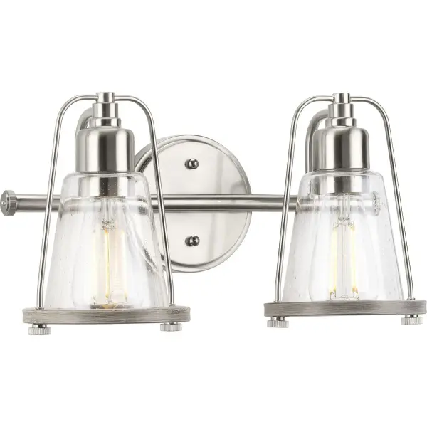 Conway Two-Light Clear Seeded Glass Bath Vanity Light - Image 2