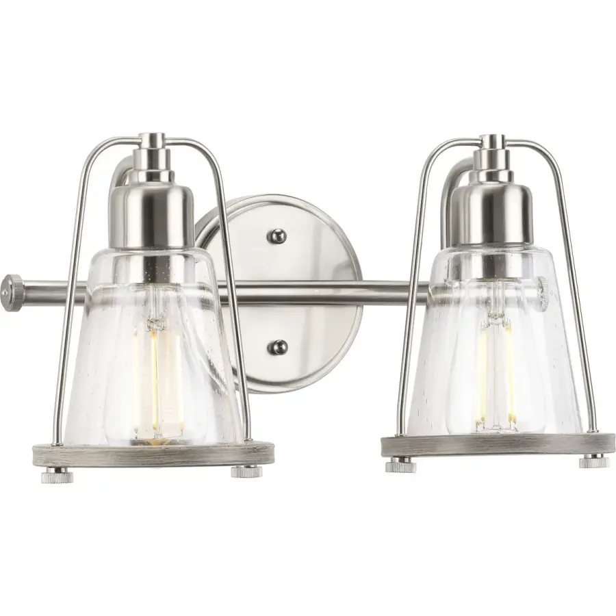 Conway Two-Light Clear Seeded Glass Bath Vanity Light - Image 2