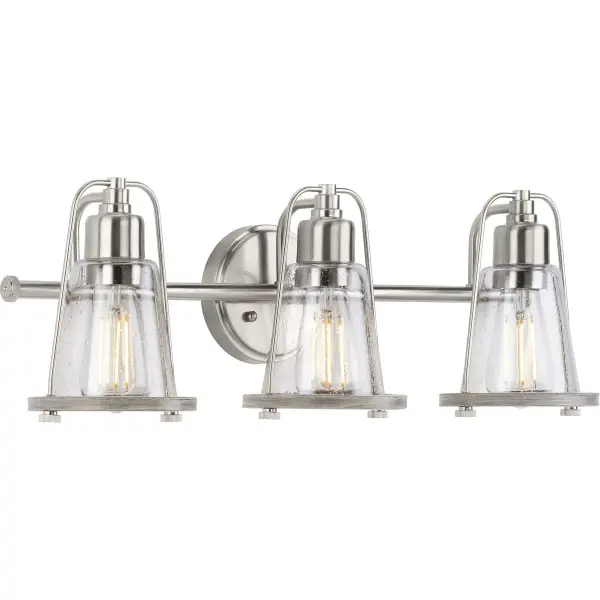 Conway Three-Light Clear Seeded Glass Bath Vanity Light - Image 1