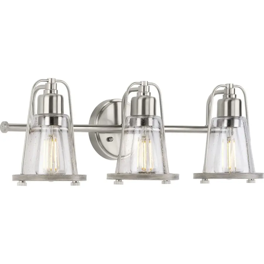 Conway Three-Light Clear Seeded Glass Bath Vanity Light - Image 1