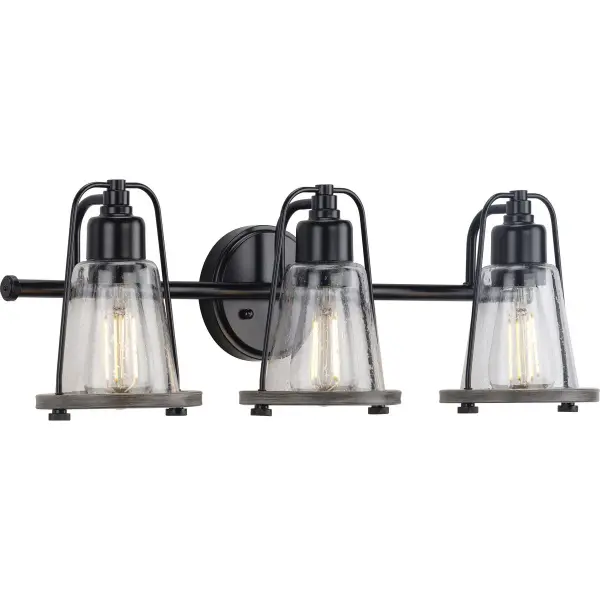 Conway Three-Light Clear Seeded Glass Bath Vanity Light - Image 2