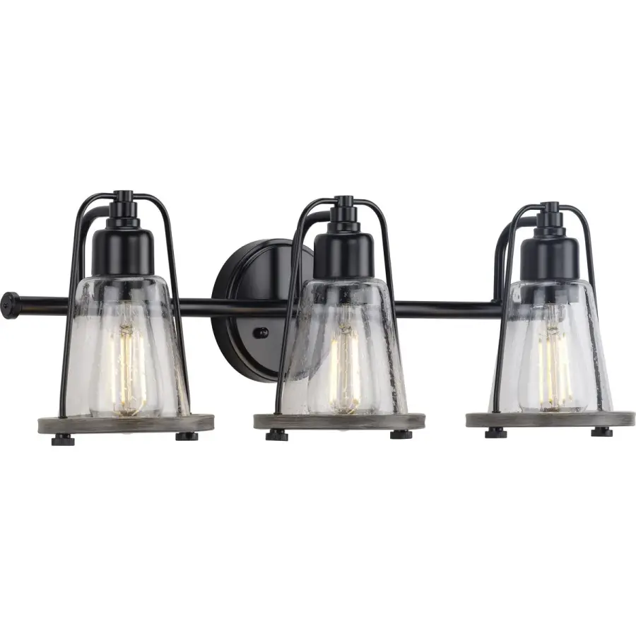 Conway Three-Light Clear Seeded Glass Bath Vanity Light - Image 2